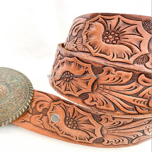 Cinturón de herramientas de cuero occidental de 38mm para unisex en todos los tamaños personalizados y cinturón con hebilla de latón grabada de caballo de forma ovalada de diseñador - Product Image 6