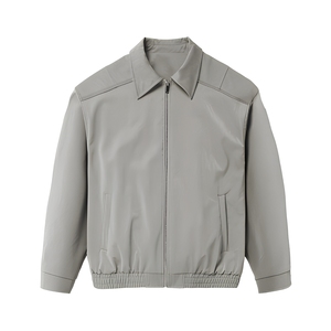 Blouson en cuir PU coupe-vent à manches longues pour homme, gris, toutes saisons, pour la moto, la course et la conduite, vente en gros - Product Image 1