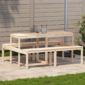Mesa de Picnic Resistente de Madera de Pino Sólido para Exteriores, Mesa de Picnic de Madera Natural para Uso en Exteriores - Product Image 1