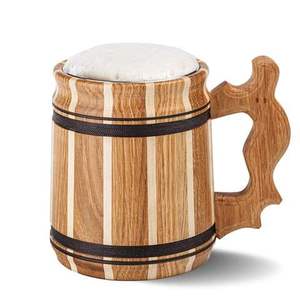 Chope à bière en bois écologique, artisanale classique avec poignée pour usage domestique, artisanat en bois - Product Image 4