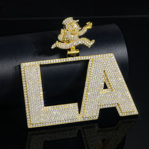 AMBER JEWELS LA Pendentif Breloque Unisexe en Argent 925 avec Moissanite Micro-Pavé, Forme Couronne Lettre, Style Hip Hop, Pour Usage Quotidien - Product Image 4