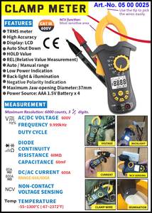 Pinza Amperimétrica Digital LCD de 600A con Apertura de Mandíbula de 37mm, OEM ODM - Product Image 4