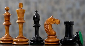 Pièces d'échecs de luxe lestées, modèle Botvinnik soviétique 1933, en bois d'ébène et buis antique, roi de 3,8 pouces, au meilleur prix - Product Image 2