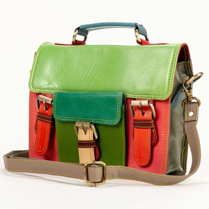 <b>Small</b> Recycled Leather Satchel Handbag Hot Selling Rainbow Color Purse Women's Stylish Unique Multi Uses Sustainable Sling Bags - Product Image 1
