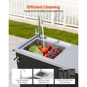 Chariot de camping avec évier et rangement, table de barbecue extérieure en acier inoxydable de 38 pouces, îlot de cuisine étanche - Product Image 4