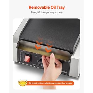 Gril à panini électrique commercial 1800W en acier inoxydable Sandwich Maker contrôle de la température 8.8x9 plaque en émail plat pour Hamburger - Product Image 4