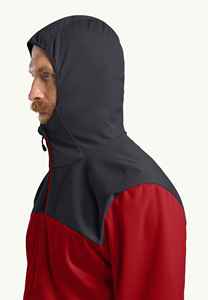 Veste en polaire rouge pour homme, col montant, fermeture éclair, coupe-vent, décontractée, color block, en polyester, coupe régulière - Product Image 2