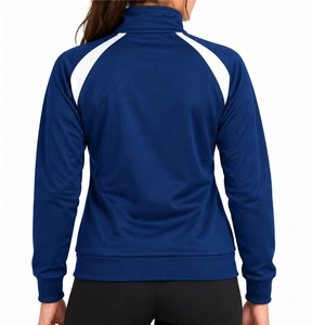 Chaqueta deportiva para mujer con cremallera completa, cuello alto, manga larga, estilo casual deportivo, diseño de hombros en contraste. - Product Image 2