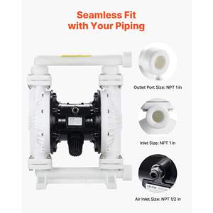 Bomba Neumática de Doble Diafragma de 25 GPM con Entrada y Salida de 1 Pulgada para Transferencia de Aceite Usado, Máx. 100 PSI, Cuerpo de Polipropileno - Product Image 5
