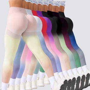 Leggings de yoga dégradés 9 couleurs pour femme, taille haute, effet froncé aux fesses, pantalon de sport sculptant pour femme, pantalon de fitness à chevilles ajustées - Product Image 1