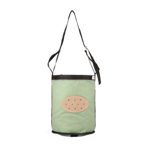 Green <b>Canvas</b> Horse Feeding Bag Durable Nose Feed Bag Adjustable Strap Oval Leather Patch Portable Horse Feed Bag - Product Image 1