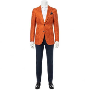 Blazer professionnel brodé et perlé à col mandarin, en mélange de laine, coupe ajustée, pour homme et femme, idéal pour le bureau - Product Image 1