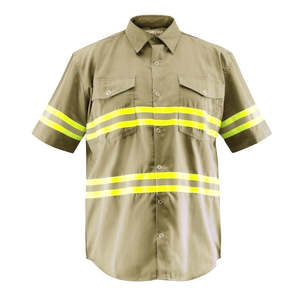Chemises de travail à demi-manches de qualité supérieure Vêtements de sécurité réfléchissants haute visibilité X-Large Khaki - Product Image 1