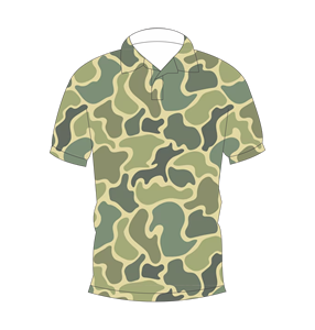 เสื้อโปโลลายพรางสีเขียวมะกอกสำหรับผู้ชาย แขนสั้น สวมใส่สบาย พิมพ์ลาย เสื้อยืดกอล์ฟ - Product Image 4