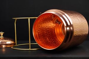 6.5L Smart Copper Water <b>Dispenser</b> Set - Antimicrobial Pure Copper Storage Tank with Tap & 4 Glasses - 218oz Ayurvedic Wellness - Product Image 5