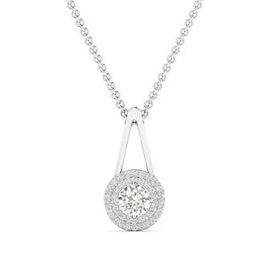 Collier pendentif solitaire en diamant de laboratoire plaqué or, double halo, taille brillant rond, certifié IGI, cadeau de luxe pour femme - Product Image 5