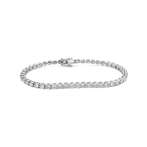 Pulsera de tenis de acero inoxidable chapada en rodio para mujer, con diamantes de talla brillante redonda y engaste en canal, joyería clásica para bodas - Product Image 1