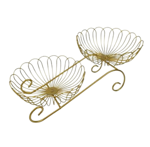 Canasta Grande de Alambre Metálico para Frutas, Acabado Dorado, Tamaño Mediano, Decorativa, Multiusos - Product Image 1