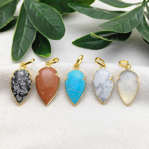 Colgante de Punta de Flecha de Howlite Natural, Chapado en Oro sobre Plata 925, Amuleto Personalizado para Fabricación de Joyas, Collares y Uso en Fiestas - Product Image 2