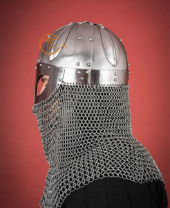 Casco Vikingo de Malla Metálica para Armadura de Batalla – Auténtico Casco Medieval de Guerrero de Acero 18G Listo para Usar con Protección para el Cuello - Product Image 3