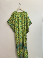 Robe kaftan en soie sari vintage indienne pour femmes, robe de nuit de luxe, robe maxi