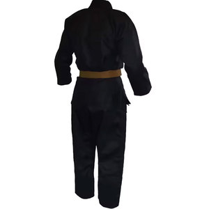 Uniforme de judo noir pour homme, 100% coton, taille adulte, coupe classique, tenue d'arts martiaux durable avec ceinture marron - Product Image 2