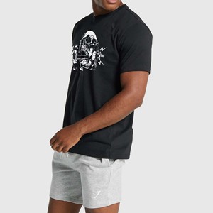 Camiseta Deportiva de Punto OEM de 150 Gramos, 100% Algodón, Secado Rápido, Manga Corta, Diseño Urbano de Alta Calidad en Negro para Hombre - Product Image 2