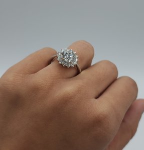 Snowflake 2.65 CT <b>Cushion</b> Cut Lab Grown Diamond <b>Ring</b> in 18K Silver Rhodium Plated | Women's Engagement <b>Wedding</b> <b>Ring</b> - Product Image 3