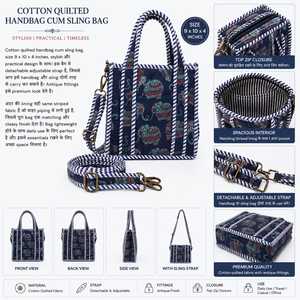 Stylish Cotton <b>Quilted</b> <b>Handbag</b> with Detachable Sling - Product Image 3