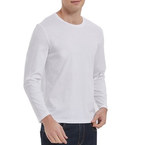 T-shirt à manches longues de haute qualité, couleur unie, design décontracté orienté vers l'exportation, logo personnalisé, prix abordable, 100% coton pour hommes - Product Image 4