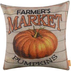 Fodera per cuscino stagionale Harvest Day 18x18 pollici, vintage, con motivo zucca e paglia, per mercato contadino, con CC1531 - Product Image 1
