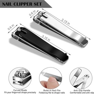 Coupe-ongles confortable en acier inoxydable, lime à ongles, pour ongles des doigts et des orteils, ongles épais, ouverture large, lame arrondie/aiguisée - Product Image 2