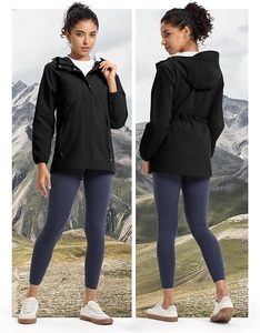 Chaqueta cortavientos impermeable con capucha, informal, estilo urbano, con bloques de color, plegable, para viaje. - Product Image 5