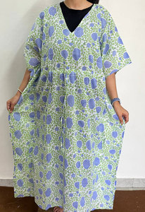 Vestido Kaftan de Algodón Suave y Transpirable para Mujer con Elegantes Estampados Florales Étnicos - Product Image 4