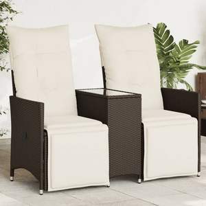 Conjunto Complementario de Sofá Reclinable para Jardín en Marrón y Blanco Crema para Comodidad al Aire Libre - Product Image 1