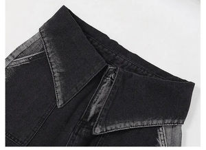 Vaqueros anchos de mezclilla lavada estilo retro urbano, pantalones holgados de pierna ancha en negro, vaqueros holgados de hip hop para invierno - Product Image 4