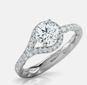 Round Brilliant Moissanite Solitaire <b>Ring</b> | 925 <b>Sterling</b> <b>Silver</b> Twisted Prong <b>Band</b> | Elegant Engagement & Wedding Jewelry - Product Image 1