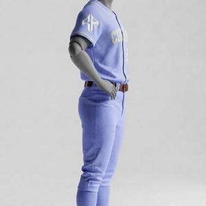 Ensemble d'uniformes de baseball personnalisés sublimés pour hommes, col en V, manches courtes, logo blanc, 100 % polyester haute qualité, coupe classique - Product Image 4