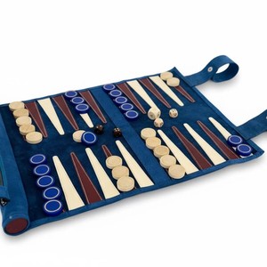 High-Quality Eco-Friendly Durable Foldable PU Leather Nubuck <b>Backgammon</b> Roll-Up Table <b>Board</b> Game Mother Pearl Zipper Home Gift - Product Image 3