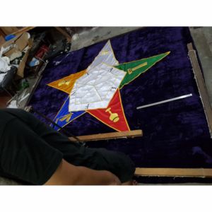 Tapis maçonnique brodé sur mesure, tapis de sol en velours avec motif étoile, tapis de cérémonie artisanal pour loge, qualité supérieure - Product Image 2