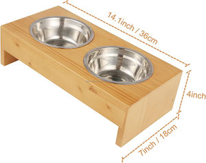 Support de bol de service élégant et écologique Beau support de nourriture pour chien en bois poli Bols en acier inoxydable par Falak World Export - Product Image 4