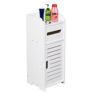 Mobiletto da Bagno Moderno a Una Porta in MDF Ecologico Bianco con Dettagli in Metallo per Casa, Magazzino, Officina, Hotel o Villa - Product Image 3