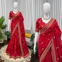 Sari de Diseñador TENNECY con Adornos para Mujer, Reversible, Elástico, Largo hasta el Tobillo, Corte Regular, Secado Rápido, Sin Arrugas, Estilo Beds Jalpari