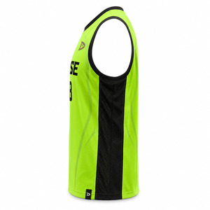 Maillot de basket personnalisé sublimé vert néon, col en V, sans manches, anti-transpiration, unisexe, pour équipe adulte - Product Image 3
