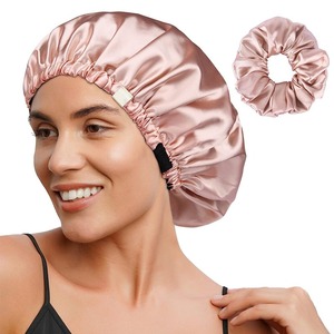 Bonnet de nuit en satin respirant pour femmes, bonnet de protection des cheveux réglable pour cheveux bouclés - Product Image 1