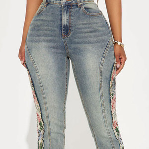 Pantalones Vaqueros de Mezclilla para Mujer al por Mayor, de Alta Calidad, Corte Bootcut, Casuales, Estilo Urbano, de Verano, Poliéster/Algodón, Cintura Media, Secado Rápido, Vintage - Product Image 2