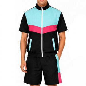 Ensemble short et veste coupe-vent pour homme, couleur unie, streetwear hiver, logo personnalisé, imperméable - Product Image 1