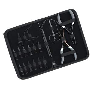 Kit d'outils et d'équipement pour extensions capillaires de salon, argenté, avec pince de retrait de micro-perles, outils à crochet et boucle, doigt de séparation et pinces, ciseaux - Product Image 1