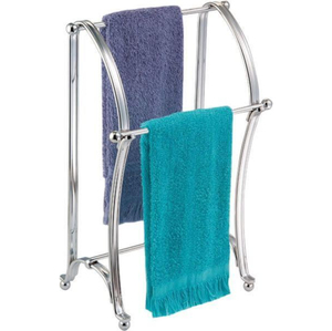 Porte-serviettes sur pied pour salle de bain, support de serviettes autoportant avec étagère de rangement, design en fer forgé noir antique - Product Image 3