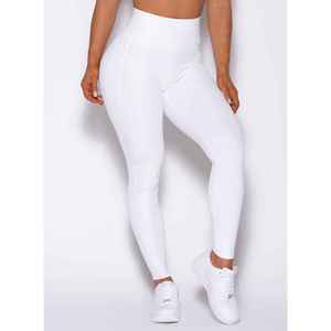 High Waist Full Length White Leggings Seamless Knitted Stretch Breathable <b>Tummy</b> <b>Control</b> Sporty Women's Activewear - Product Image 1